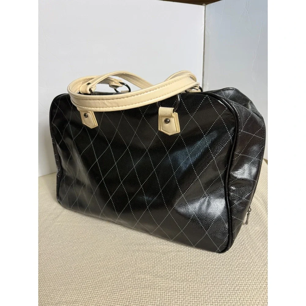 Vintage Mary Kay Quilted Travel Makeup Duffel  Bag Top Handle Zip Organizer